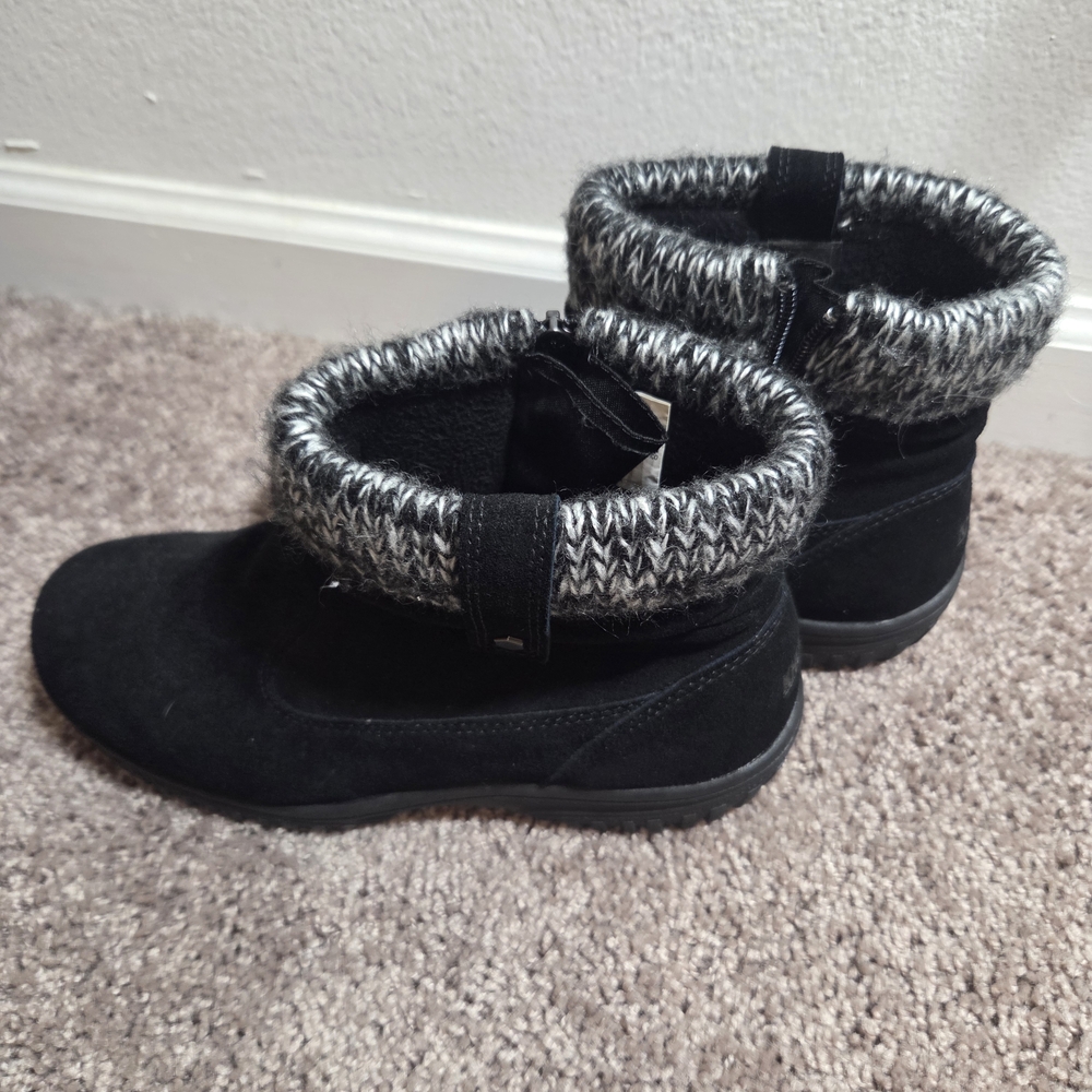 Khombu Snow Winter Boots Womens Size 8M Zip Up Suede Faux Fur Black Shoes